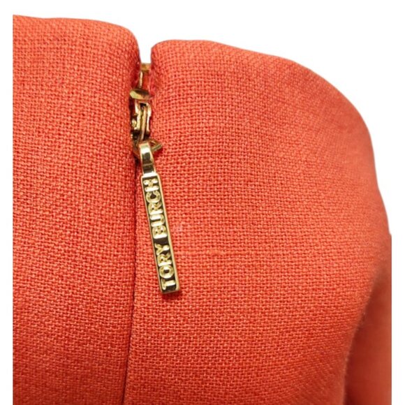 Tory Burch Rust Orange Sheath Dress Size 12 Wool Blend Cap Sleeve Knee Length - Picture 6 of 15